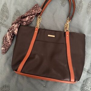 London Fog Black and Brown Women's Tote Bag